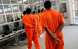 **ADVANCE FOR MONDAY JULY 19** In a Thursday, July 8, 2010 photo, teenagers head toward the gym at Caddo Juvenile Detention Center in Shreveport. Three years ago the facility housed, on average, 45-50 juveniles per day. Since juvenile officials began their detention reform, they have managed to keep the number down to around 23 per day (AP Photo/ The Times, Val Horvath,). ***NO SALES***mandatory credit